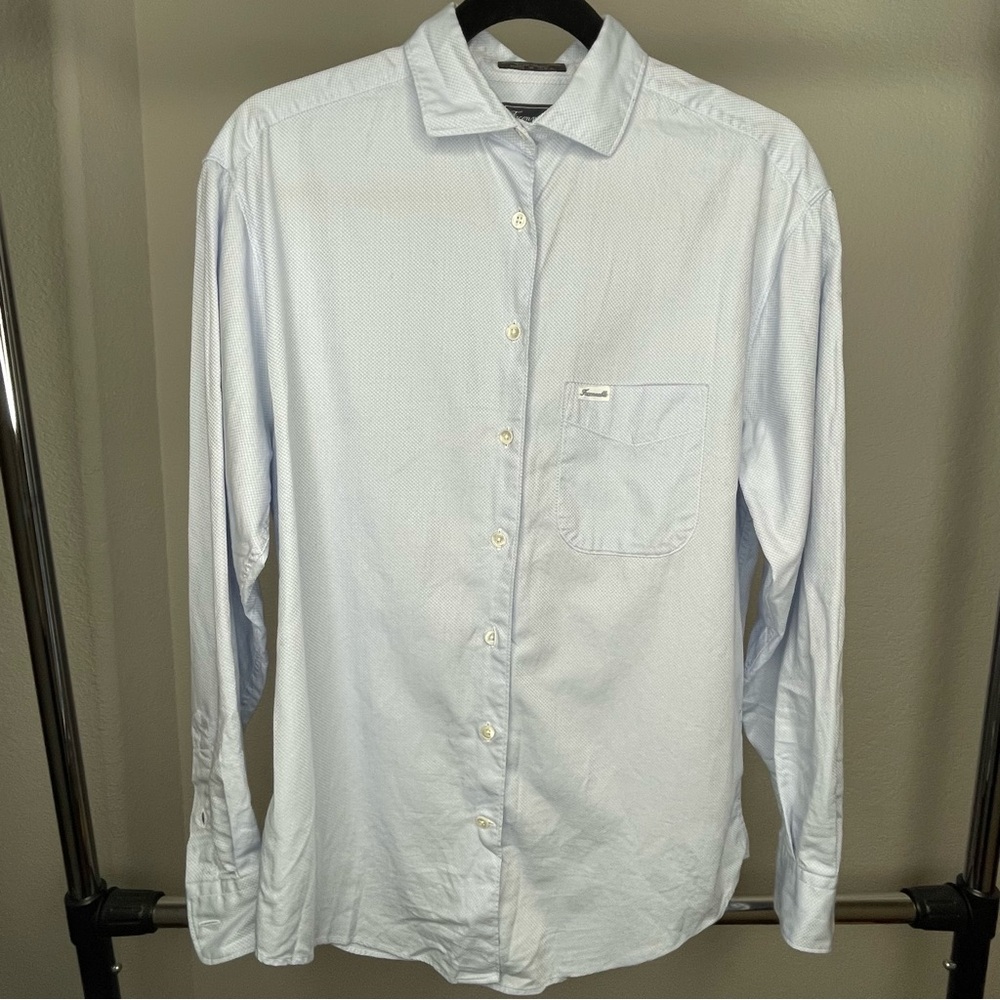 FACONNABLE $160 100% Cotton Sky Blue Button Up Shirt